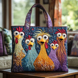 Handcrafted Quilted Bag – Five Colourful Hens