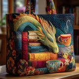 Handcrafted Quilted Bag – Reading Dragon with Books and Bags