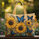 Handcrafted Quilted Bag – Sunflowers and Blue Butterflies