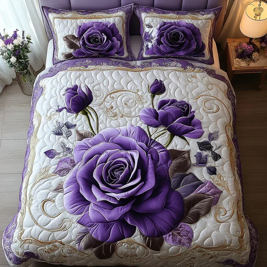3-Piece Quilted Bedding Set – Pink Lilac – View 2
