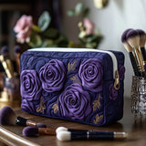 Quilted Cosmetic Bag – Amethyst Flower