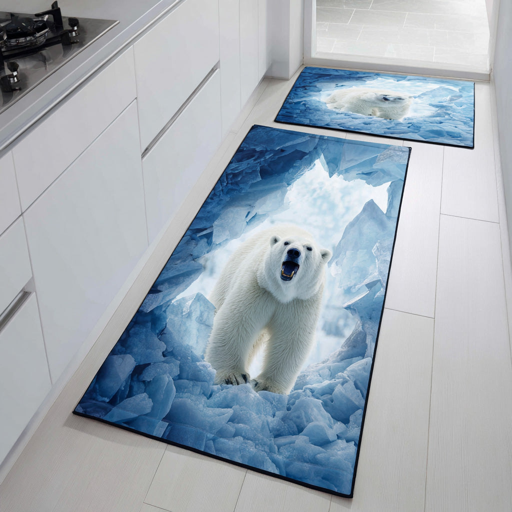 Non-Slip Kitchen Rug – Snowy Winter Details