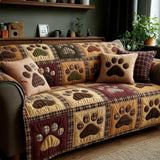 Quilted Sofa Cover – With Paws and Autumn Heart