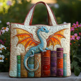 Handcrafted Quilted Bag – Emerald Dragon, Keeper of the Books