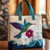 Handcrafted Quilted Bag – Hummingbird and White Blossom