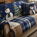 Quilted Sofa Cover – Festive in Blue