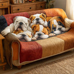 Quilted Sofa Cover – With Resting Bulldog