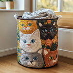Quilted Laundry Basket – Cat in the Meadow
