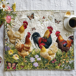 Quilted Placemats – With Charming Chickens and Flowers