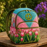 Quilted Boho Backpack – Tulips and Tranquillity