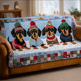 Quilted Sofa Cover – With Winter Dachshund