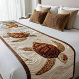 Quilted Bed Runner – Sea Turtle with Coastal Shells