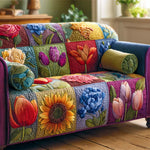 Quilted Sofa Cover – With Cottage Garden
