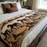 Quilted Bed Runner – Wild Horses In The Prairie Dust