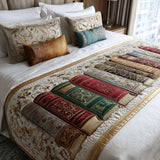 Quilted Bed Runner – Elegant Row of Books