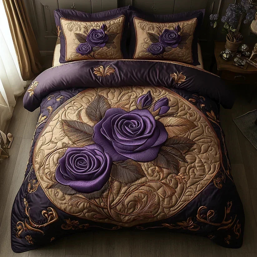 3-Piece Quilted Bedding Set – Pink Lilac – View 3