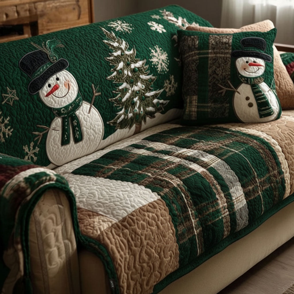 Quilted Sofa Cover – With Christmas Motif – View 2