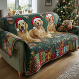 Quilted Sofa Cover – With Christmas Golden Retriever