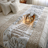 Quilted Bed Runner – Frosty White Winter Dream