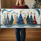 Quilted Table Runner – Snowy Pine Landscape