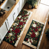 Non-Slip Kitchen Rug – With Red Winter Flower