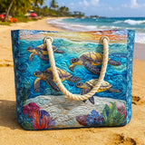Quilted Beach Bag – Sea Turtle – L and XL
