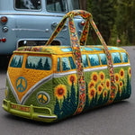 Quilted Travel Bag – Hippie Van with Sunflowers