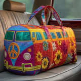 Quilted Travel Bag – Retro-Look Hippie Van