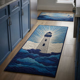 Non-Slip Kitchen Rug – With Golden Lighthouse by the Sea