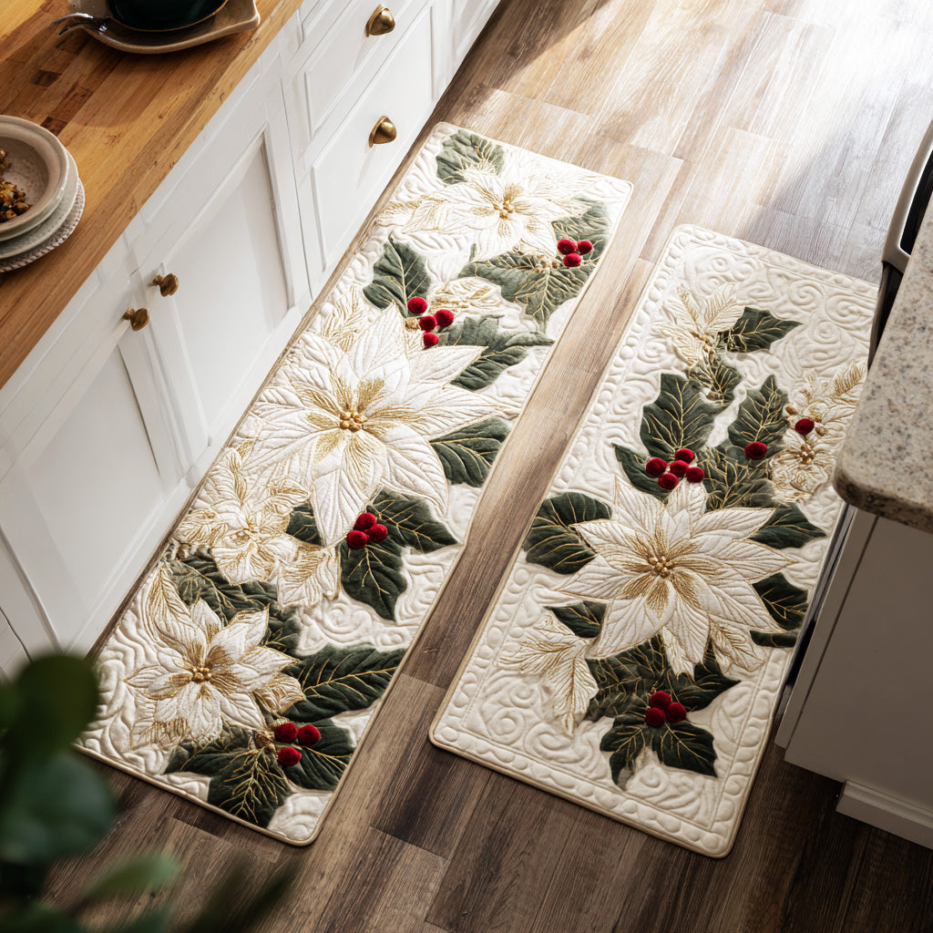 Non-Slip Kitchen Rug – With Winter Flowers