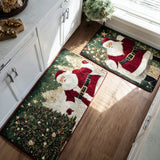 Non-Slip Kitchen Rug – Golden Christmas Santa