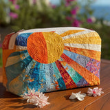 Quilted Cosmetic Bag with a Colourful Retro Pattern