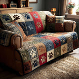 Quilted Sofa Cover – With Cheerful Paw Prints