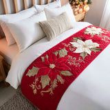 Quilted Bed Runner – Red Poinsettia As A Festive Bloom