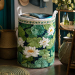 Quilted Laundry Basket – Water Lily Pond