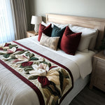 Quilted Bed Runner – White Magnolia on the Horizon