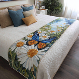 Quilted Bed Runner – Butterfly on the Daisy Meadow