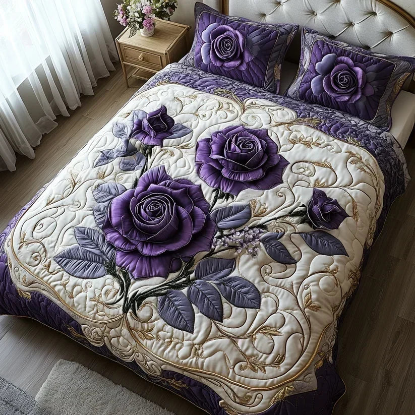 3-Piece Quilted Bedding Set – Pink Lilac – View 5