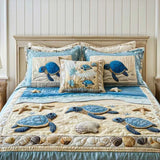 3-Piece Quilted Bedding Set – Ocean Waves – View 4