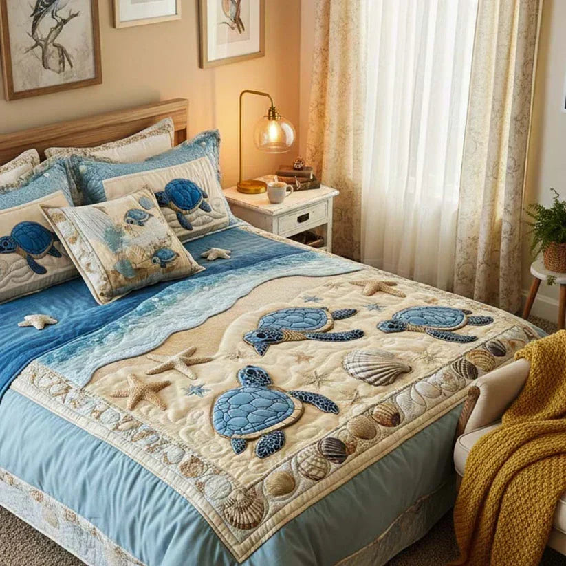 3-Piece Quilted Bedding Set – Ocean Waves – View 5