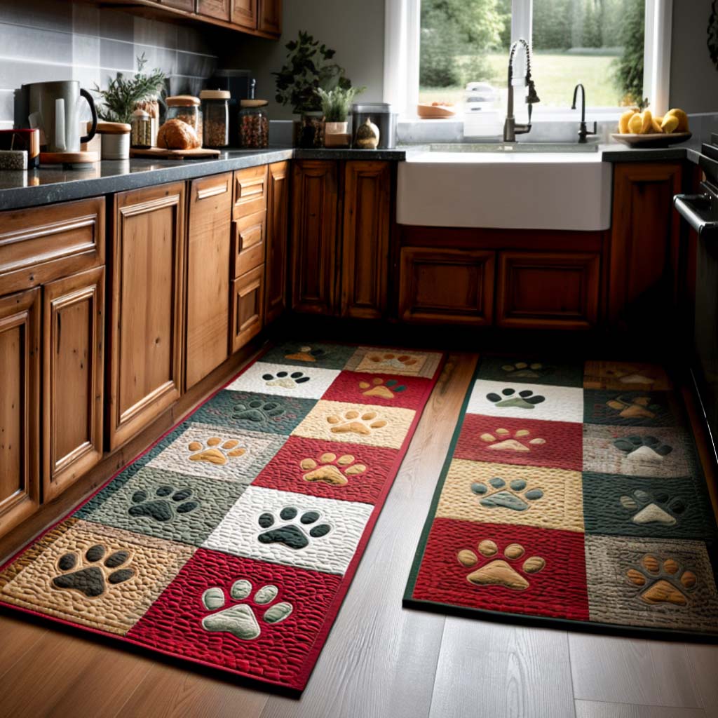 Non-Slip Kitchen Rug – With Cosy Paw Prints