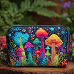 Quilted Cosmetic Bag with Peace Mushroom