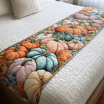 Quilted Bed Runner – Colourful Pumpkins With Autumn Charm