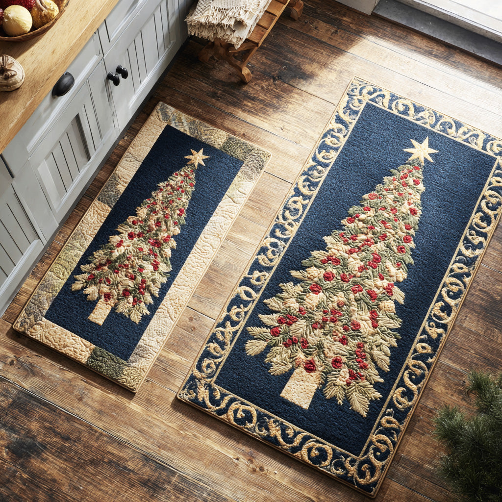 Non-Slip Kitchen Rug – Green Starry Night