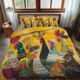 3-Piece Quilted Bedding Set – Roosters at Dawn – View 3
