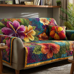 Quilted Sofa Cover – With Tropical Flowers