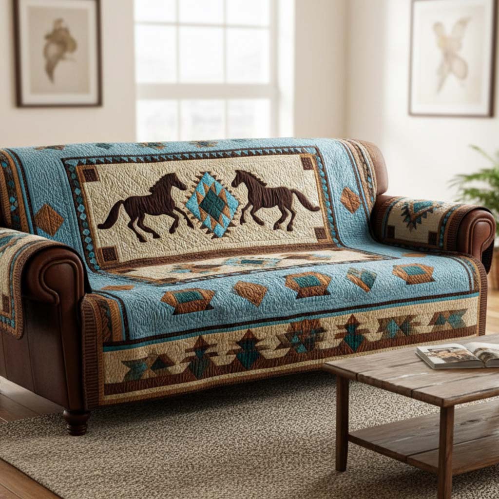 Quilted Sofa Cover – With Wilderness Motif – View 2