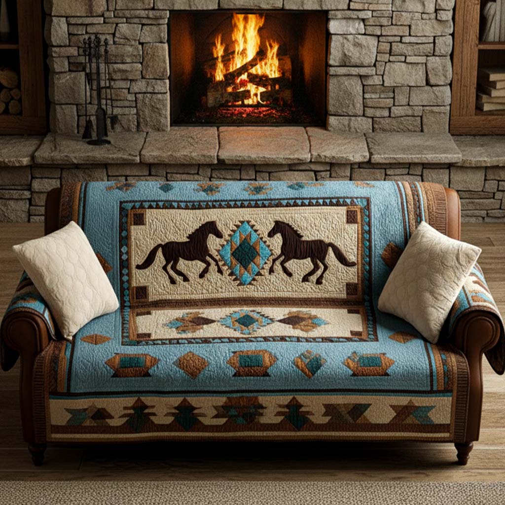 Quilted Sofa Cover – With Wilderness Motif – View 3