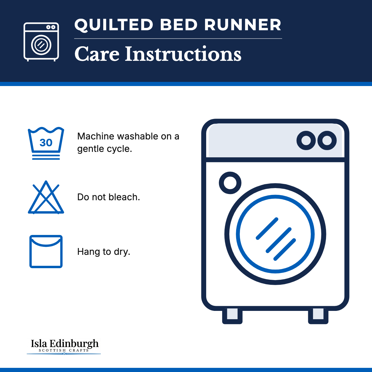 Quilted Bed Runner – Care Instructions | Isla Edinburgh