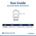 Quilted Boho Backpack – Size Guide | Isla Edinburgh